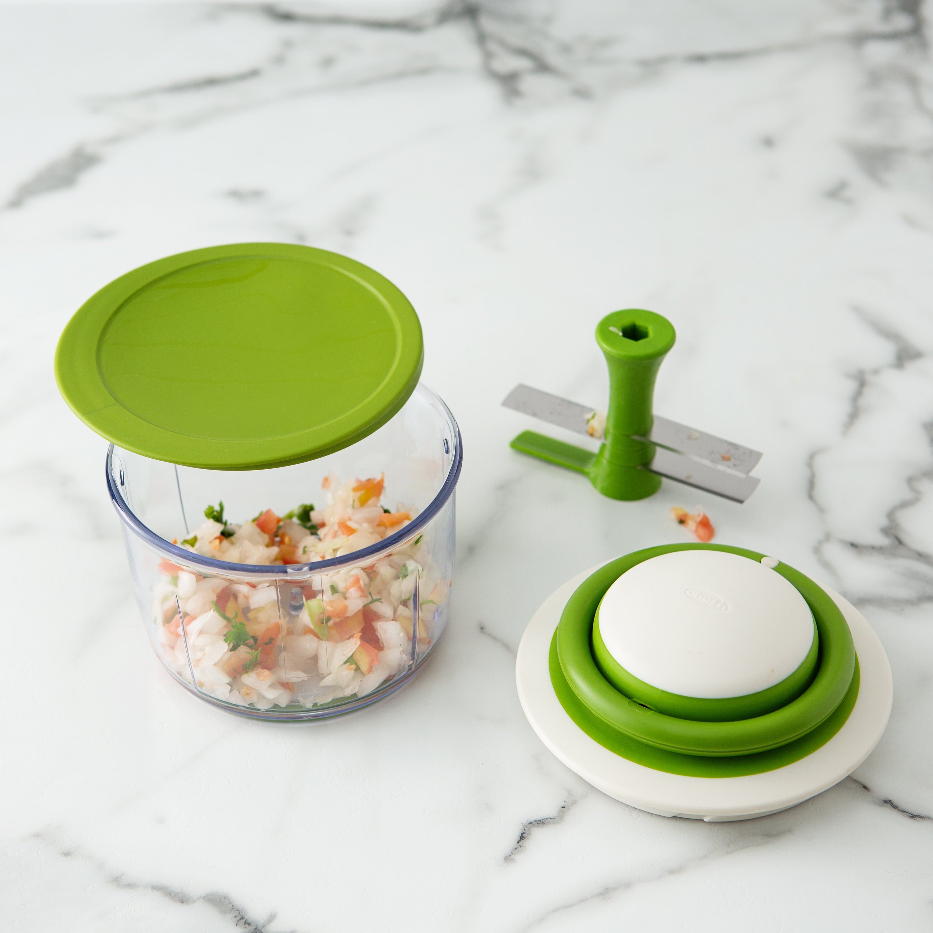 Chef'n VeggiChop Hand-Powered Food Chopper, Arugula