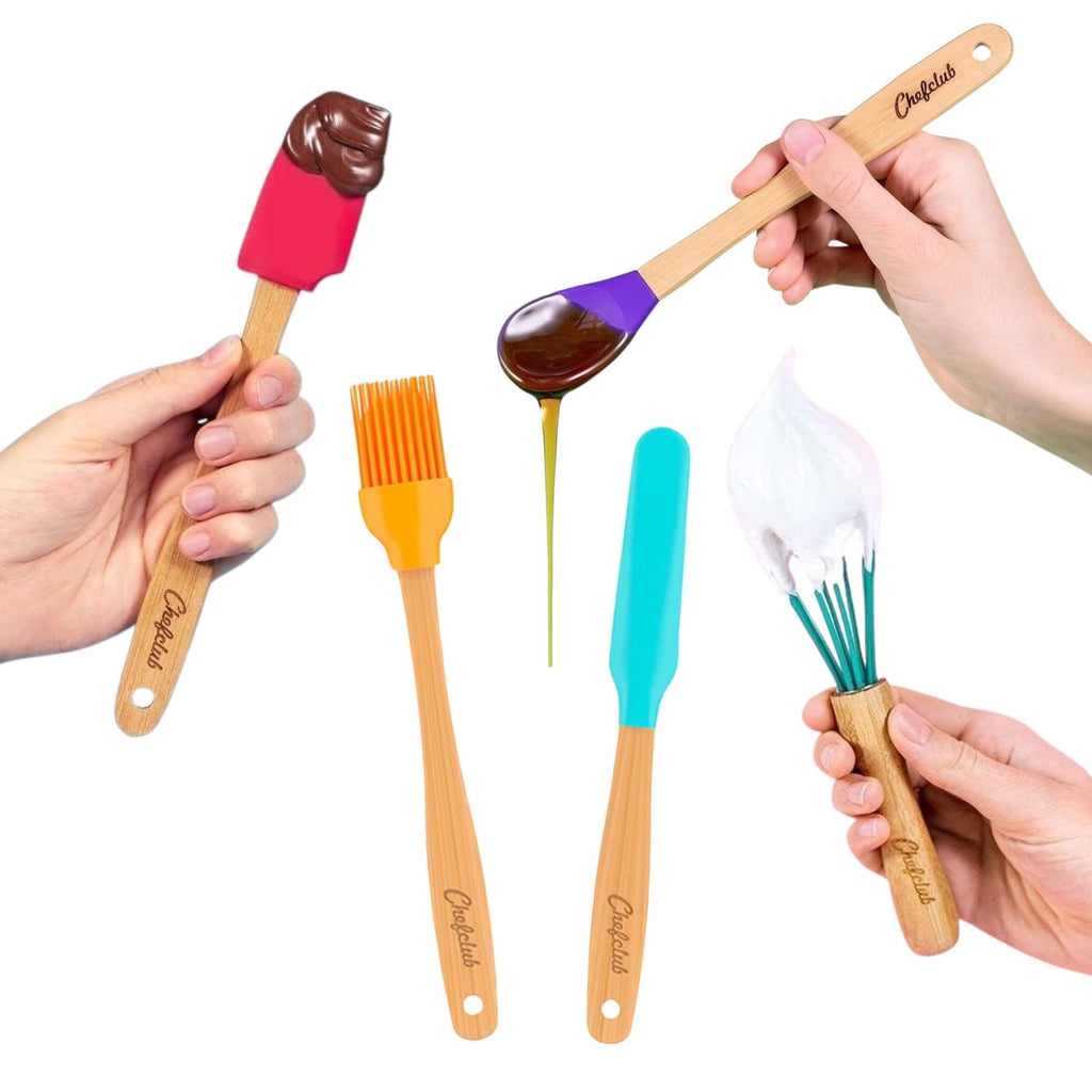 Chefclub Kids Cooking 5-Piece Utensils Set Heat Resistant Non Stick Silicone for Kids and Beginner Cooking, Kitchen & Cookware Gadgets - Coo