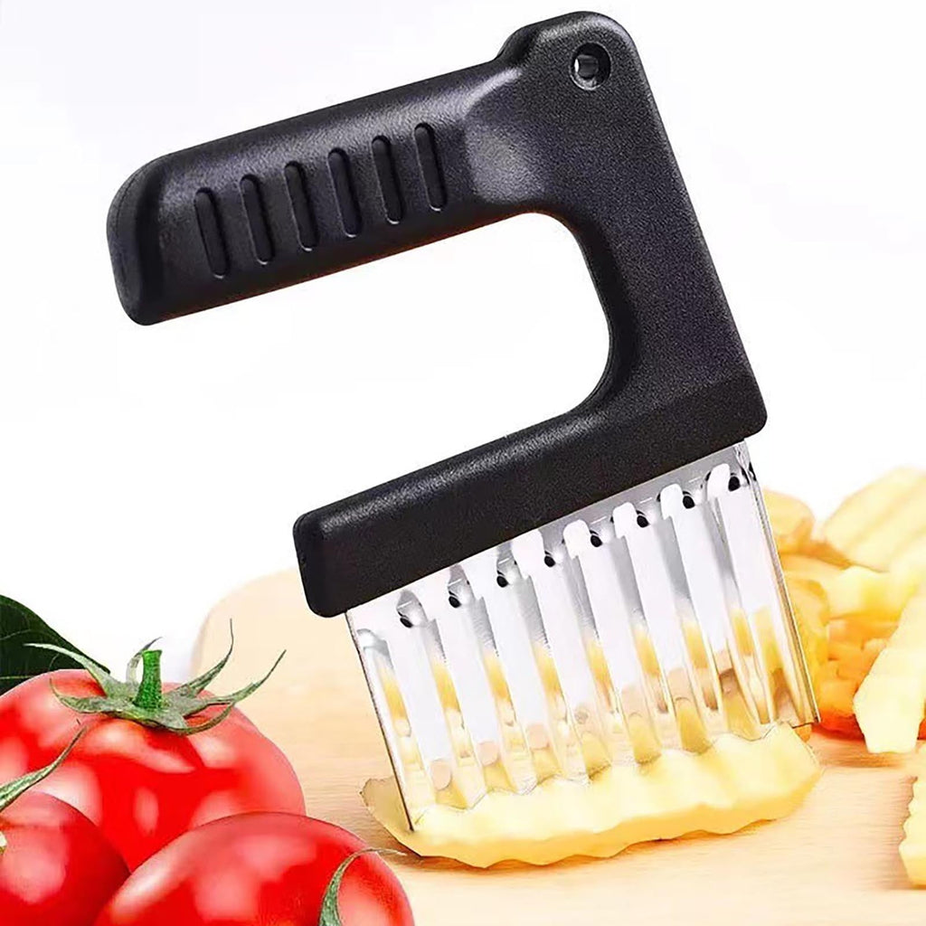Crinkle Cutter Vegetable Slicer, Stainless Steel Blade, Ergonomic Non-slip Handle, Effortless Potato and Veggie Chopp...