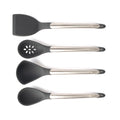 Silicone Tool Set- 12.2" Ladle, 12.4" Turner, 12" Spoon & 12" Slotted Spoon Gray