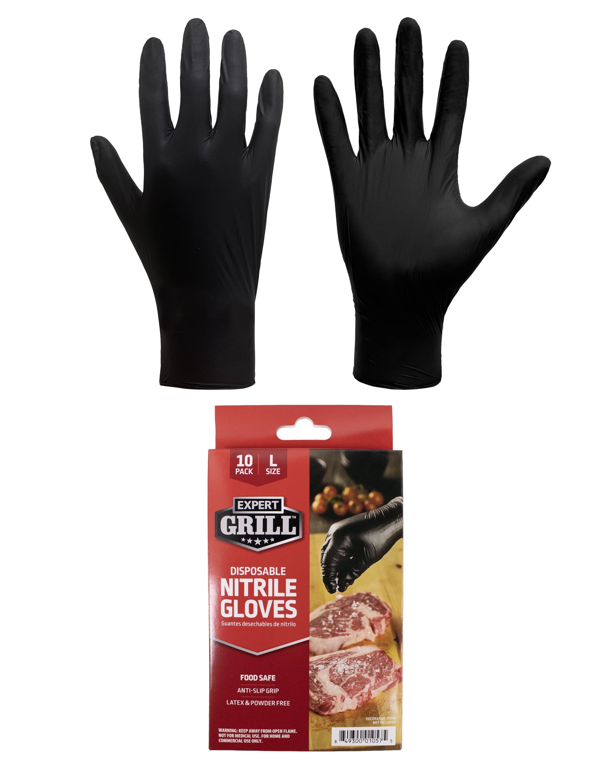 EG Disposable Nitrile BBQ Gloves for cooking, grilling and kitchen use , Black Color, One Size Fits Most.