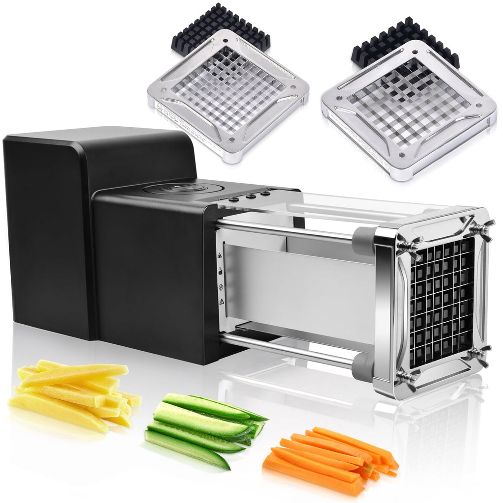 Sopito Electric Potato Cutter, Stainless Steel French Fry Cutter with 1/2in Blade & 3/8in Blade Great for Potatoes Cucumbers Carrots