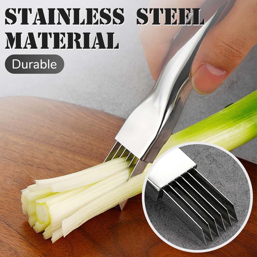 Extra Wide Stainless Steel Vegetable Chopper, 6-Blade Scallion Cutter Shredder for Onions Carrots Ginger, Multi Funct...