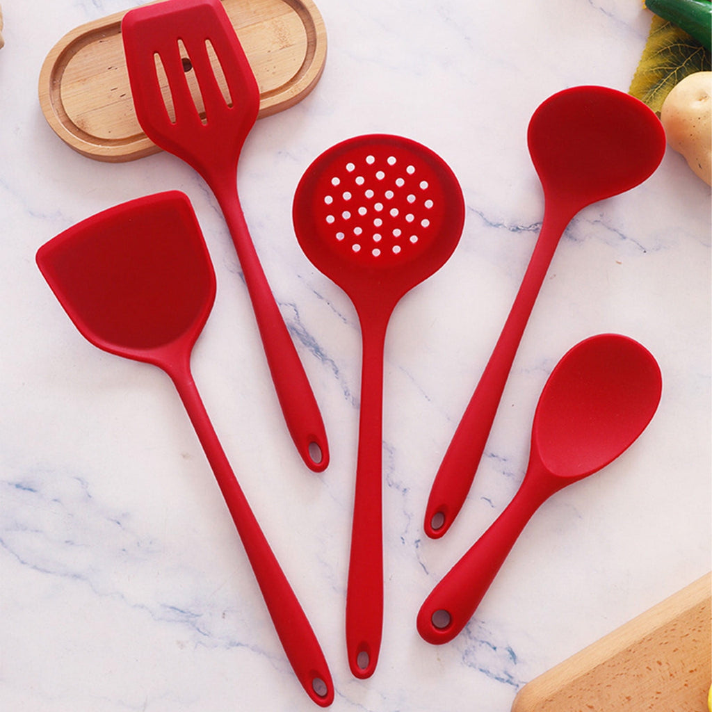 FHBVT Multifunctional Kitchenware Set, 5-Piece Silicone Utensils for Cooking, Easy-to-Clean Kitchen Tools, Heat-Resistant Spatulas and Spoon