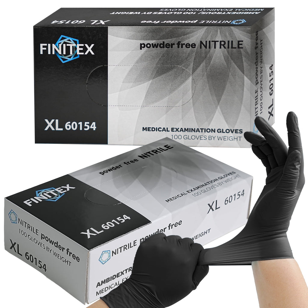 FINITEX Black Nitrile Gloves Disposable, Food Safe Gloves for Cooking, Food Prep, Powder-free, Latex-free, Textured Grip, 3.2 Mil, Pack of 1
