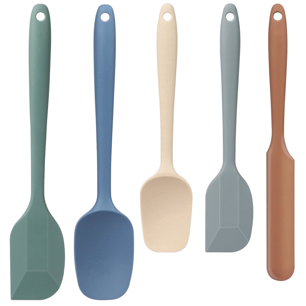 Food Grade Silicone Rubber Spatula Set, 5 Pcs Kithen Cooking Mixing Utensil Set, BPA-Free High Heat Resistant Non Sti...