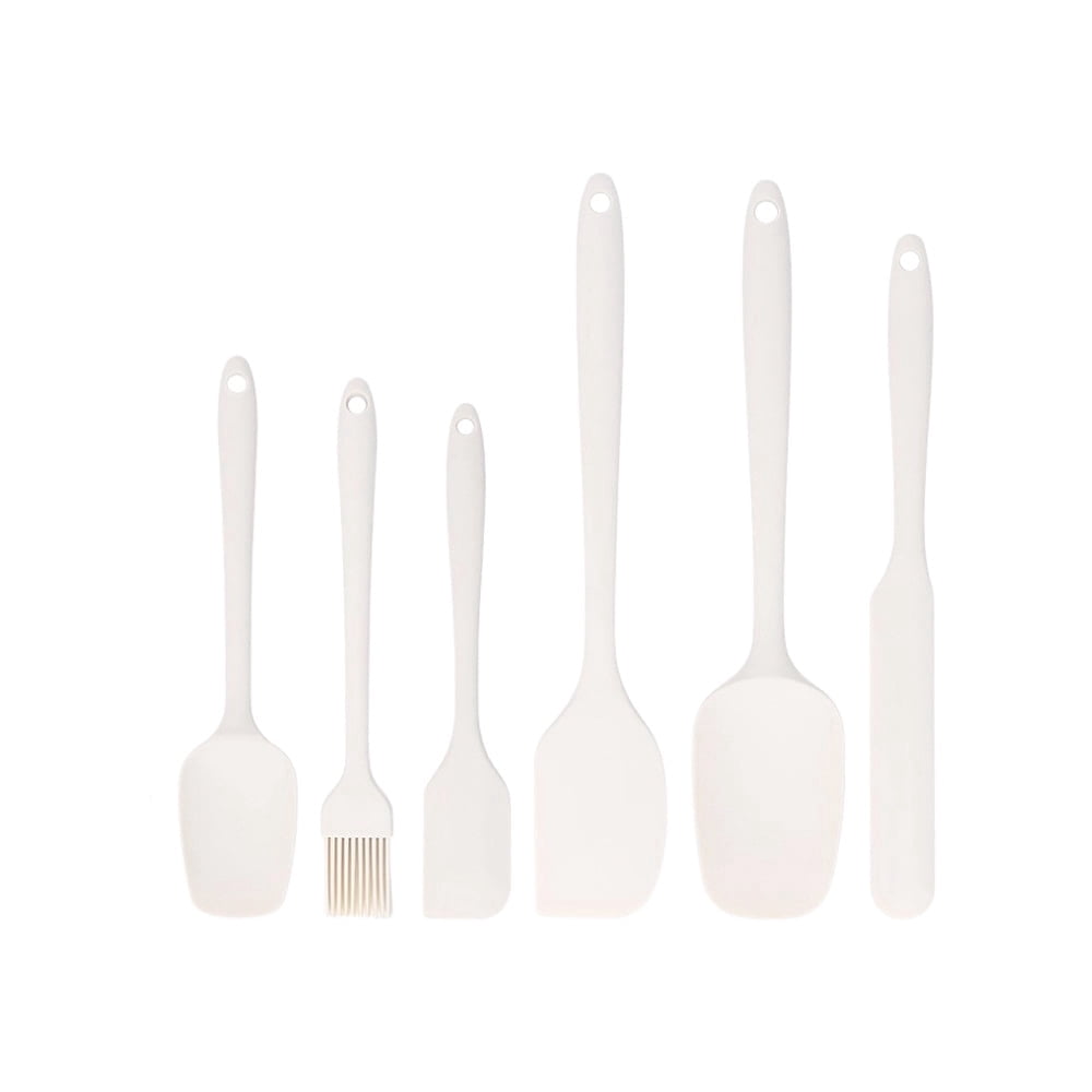 Food grade silicone rubber spatula set, 6-piece kitchen cooking and baking mixing utensil set, high heat resistance n...