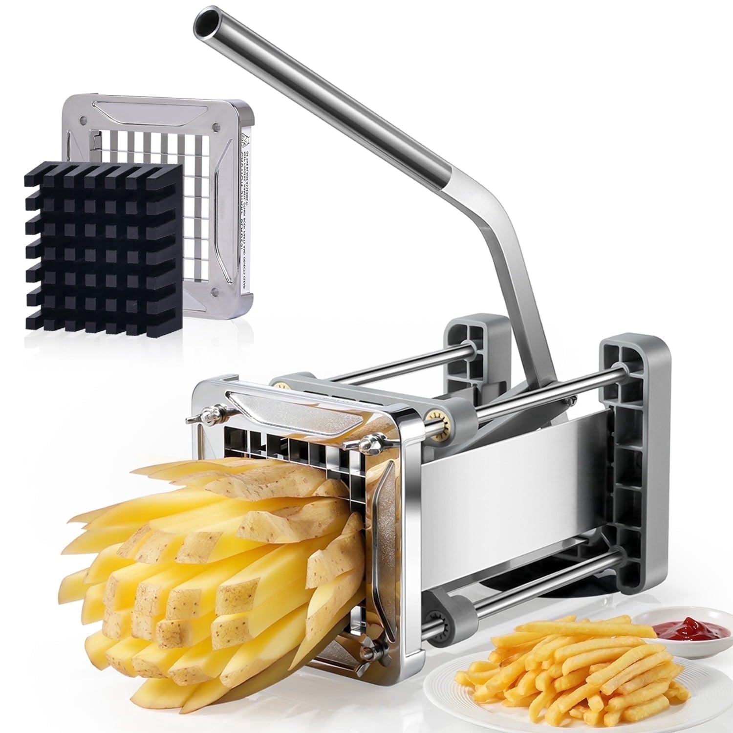 French Fry Cutter for Potatoes, Stainless Steel Professional Potato Cutter with 1/2inch Blade