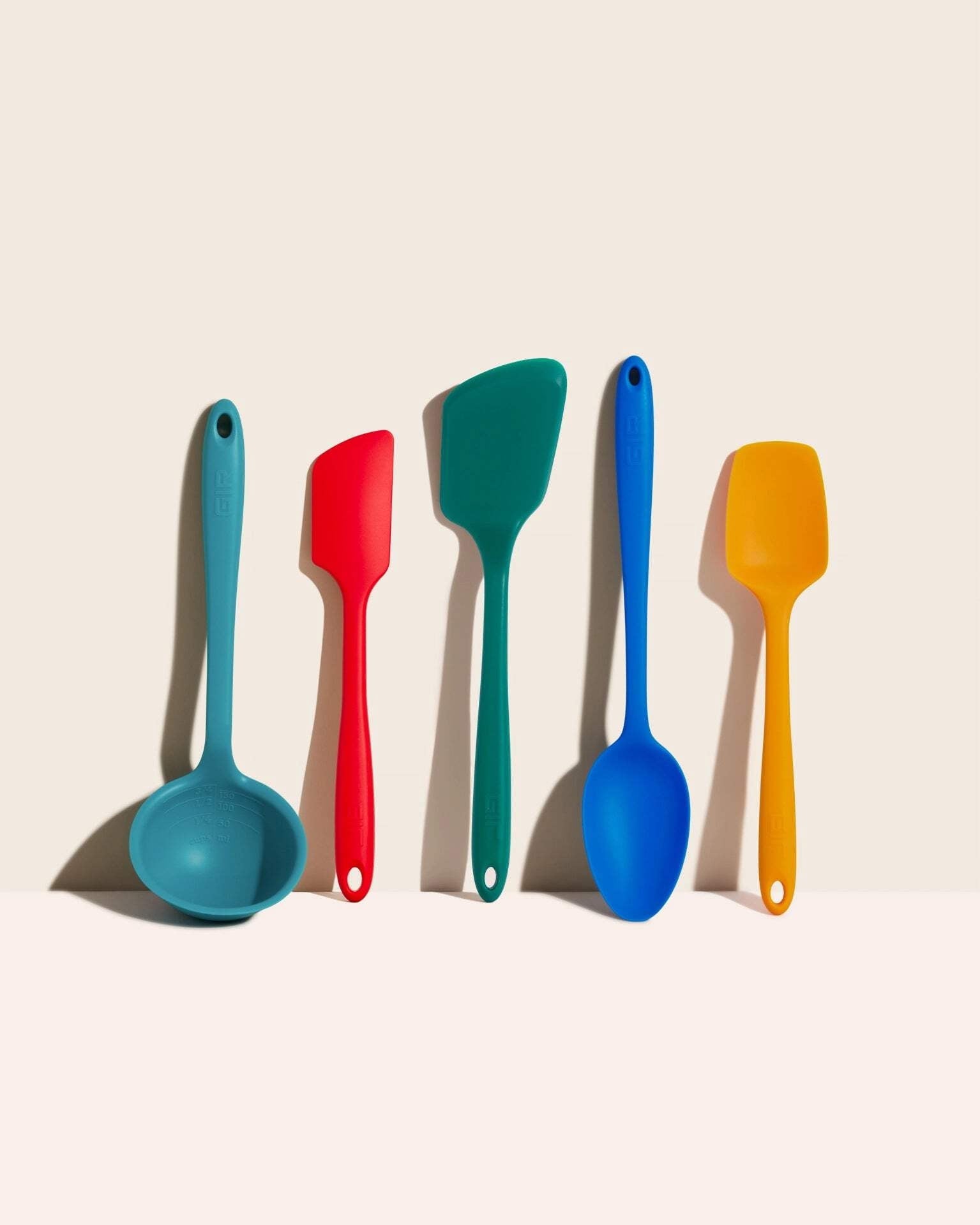 GIR Get It Right 5 Piece Ultimate Silicone Cooking Utensils Set 425F Heat Resistant Nonstick Ladle, Silicone Spatula, Flip, Spoon & Spoonula