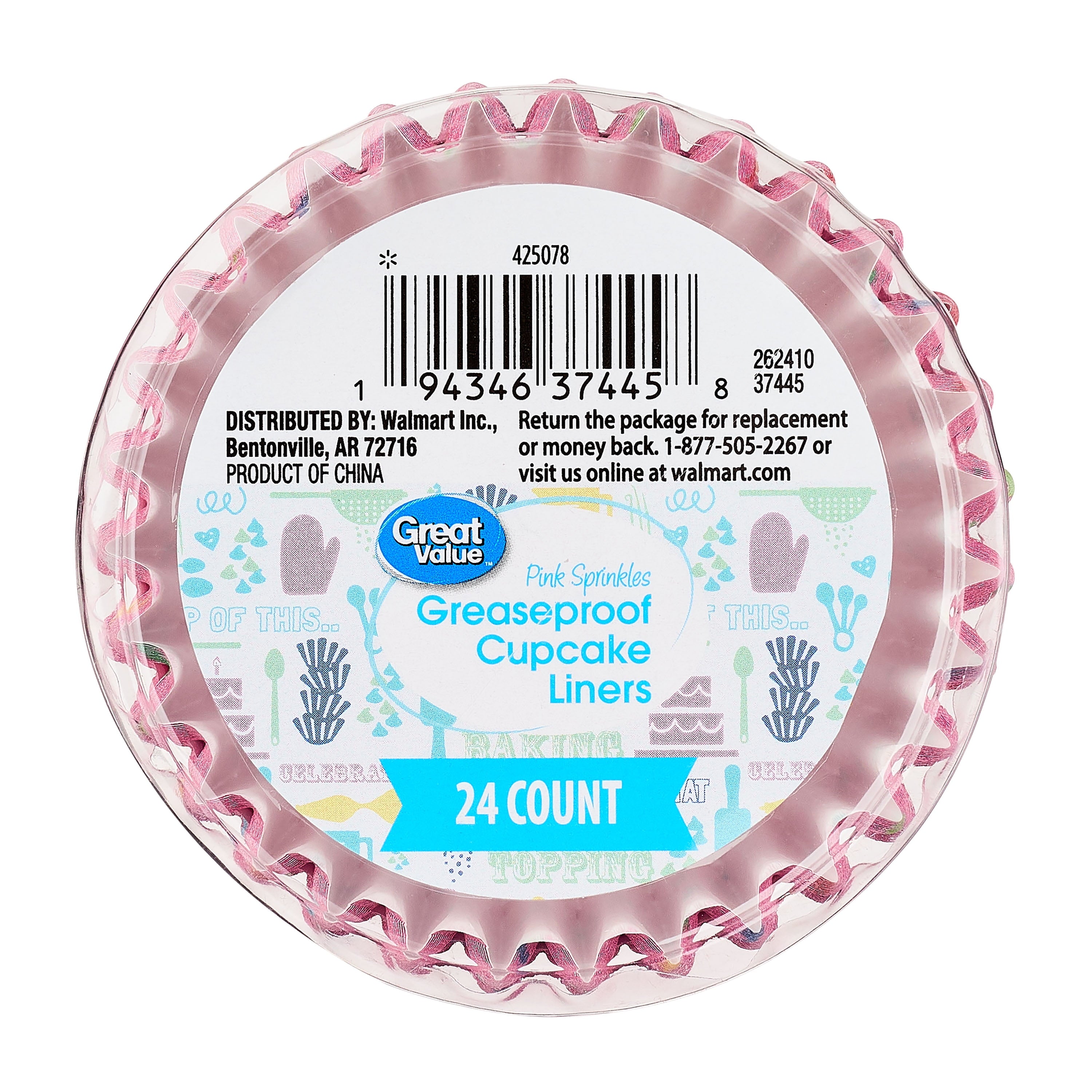 Pink Sprinkles Greaseproof Cupcake Liners, 24 Count