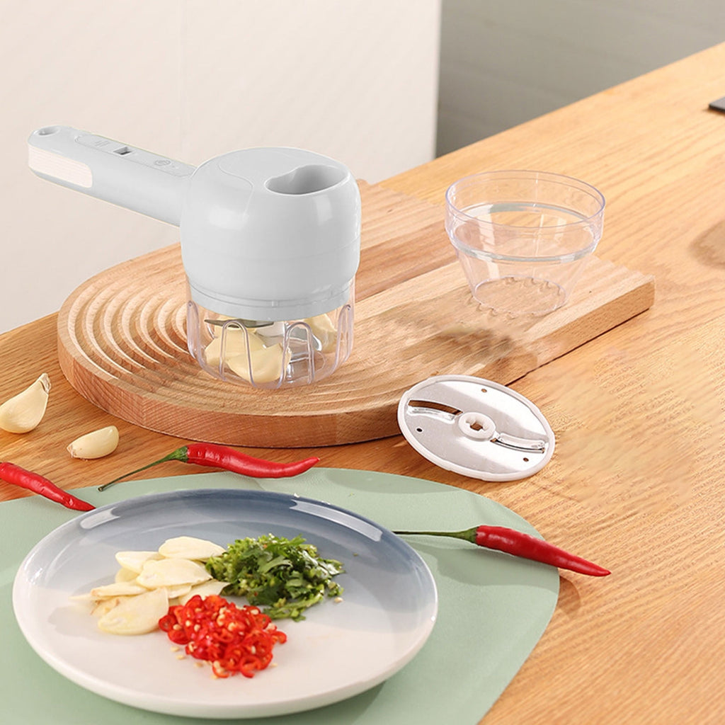 3 in 1 Portable Vegetable Cutter Set Mini Garlic Masher Food Processor for Peppers Celery Ginger Meat with Whisk Hand...