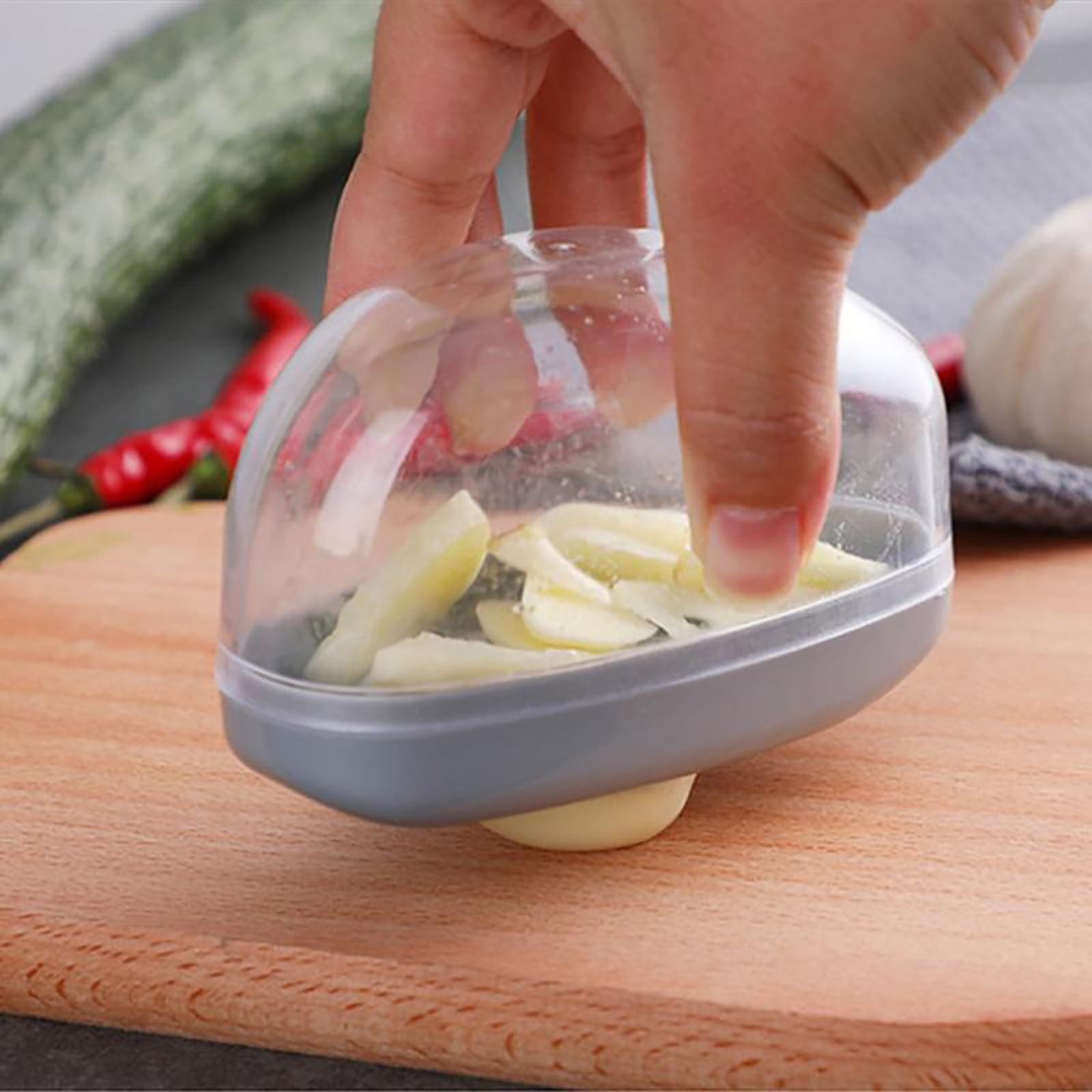 Gnmfd Manual Garlic Chopper Handheld Food Processor Garlic Cutter Mincer With Storage Bin, Kitchen Tool For Herb Spice Vegetable Prep Cookin