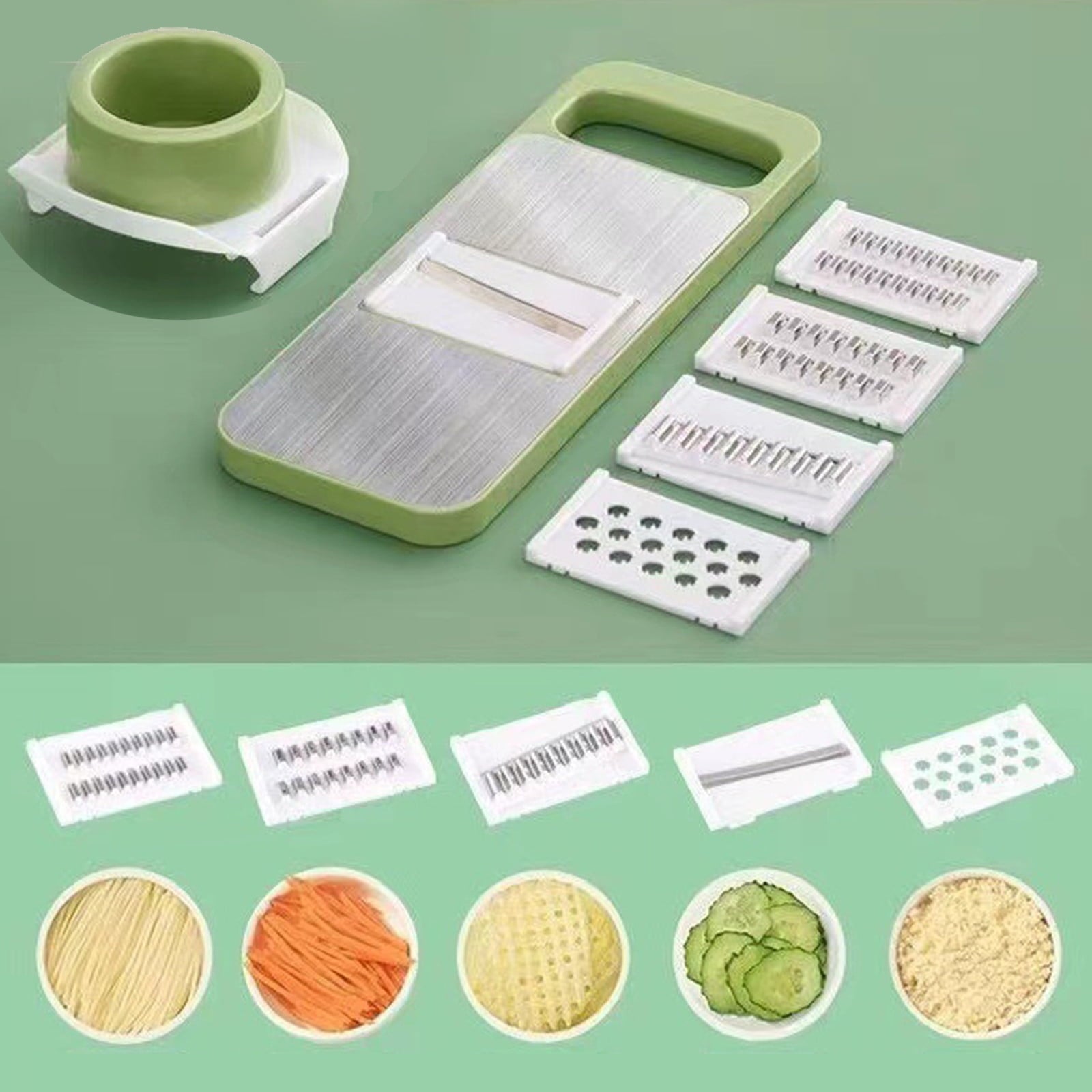 Multifunction Vegetable Chopper With Container, 5 Blade Manual Food Slicer Dicer Cutter For Kitchen Cooking Meal Prep...