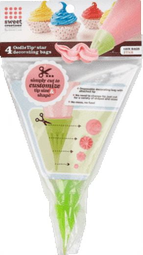 Oodle Tip Decorating Bag, Star-Shape, 4-Count