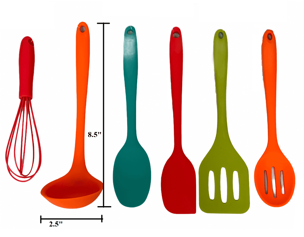 Silicone Cooking Tool Sets Egg Beater Spoon Spatula Utensils 6 Pieces Basic Kitchen Set