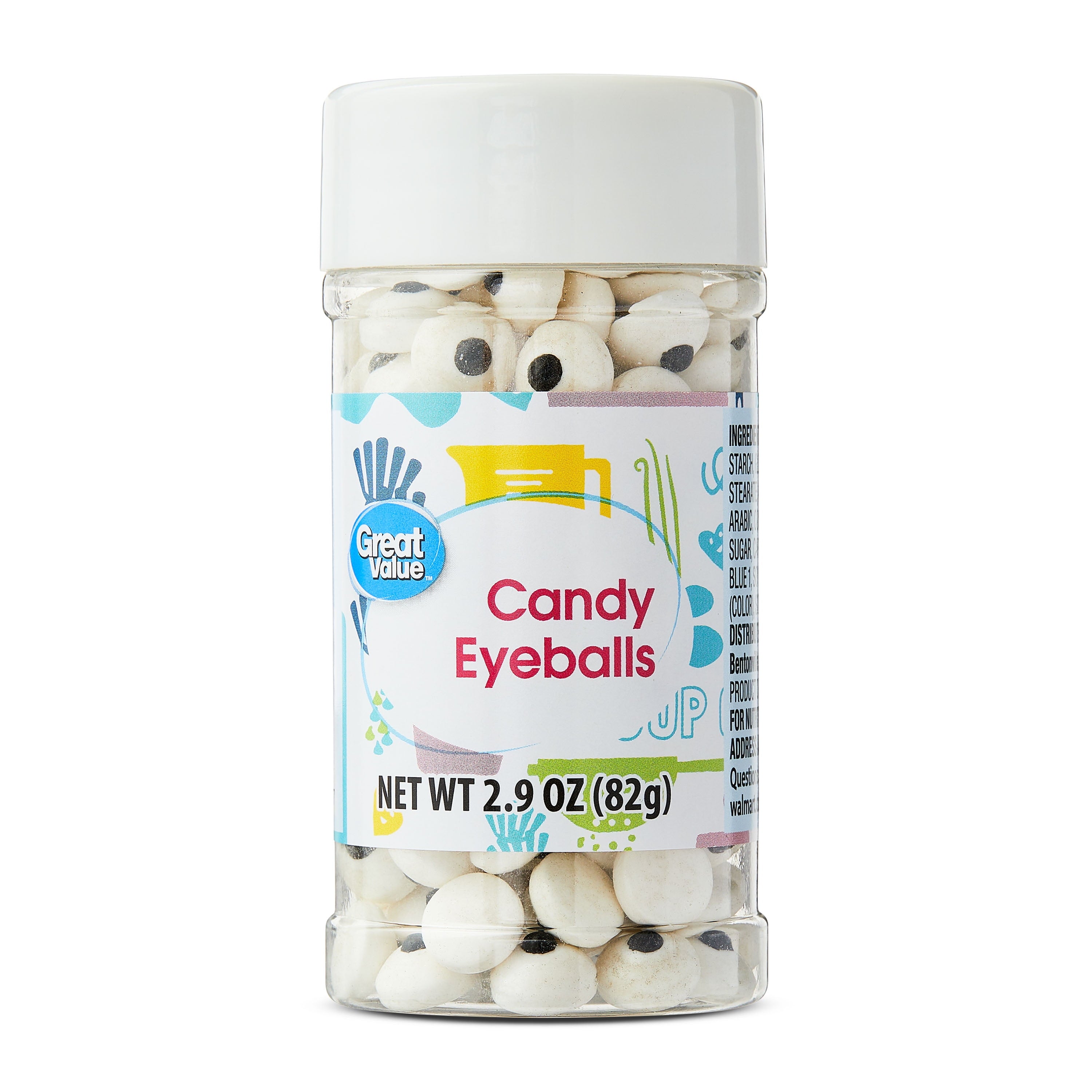 Black and White Candy Eyeballs Cake Decoration, 2.9 oz