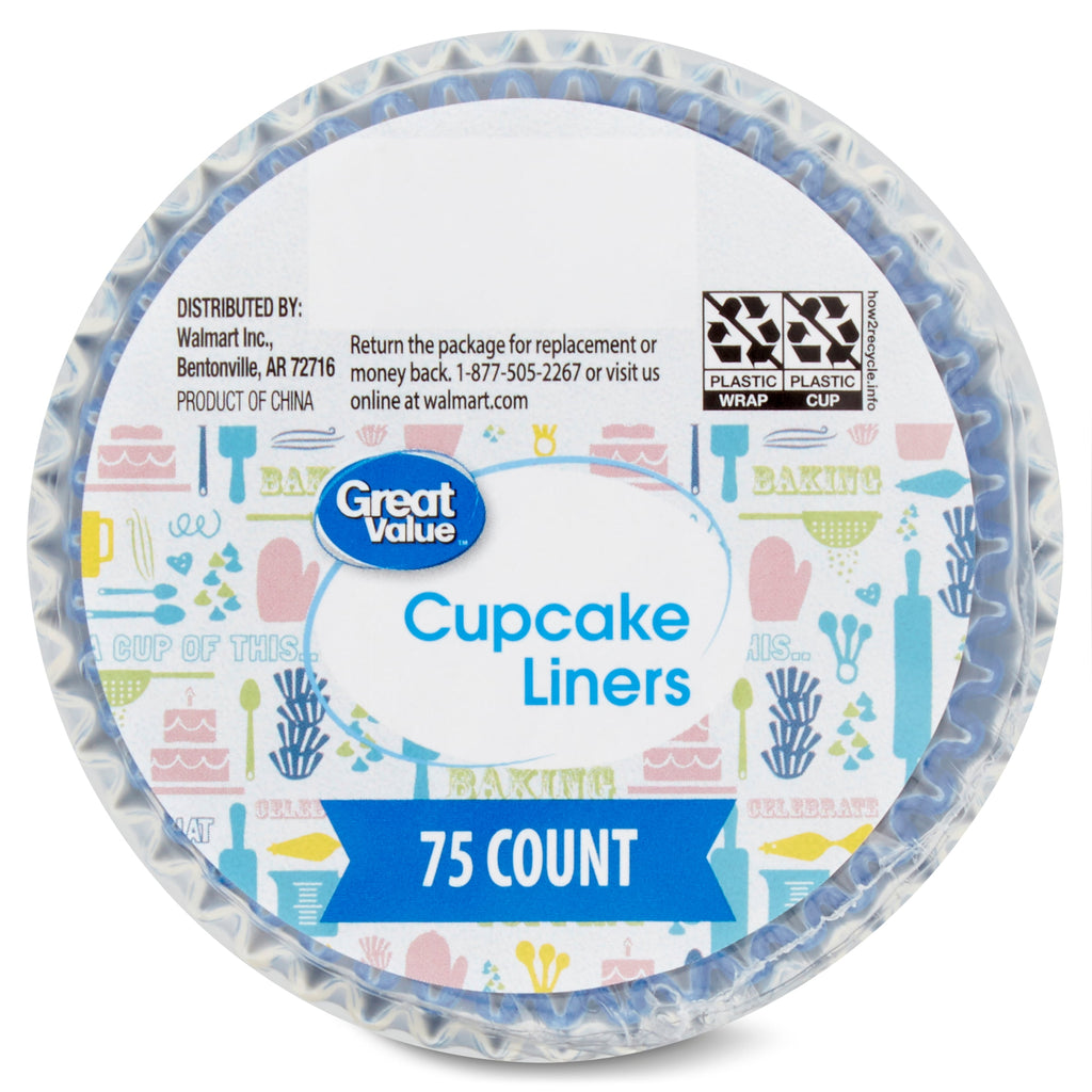 Cupcake Liners, Blue & White Polka Dots, 75 Count