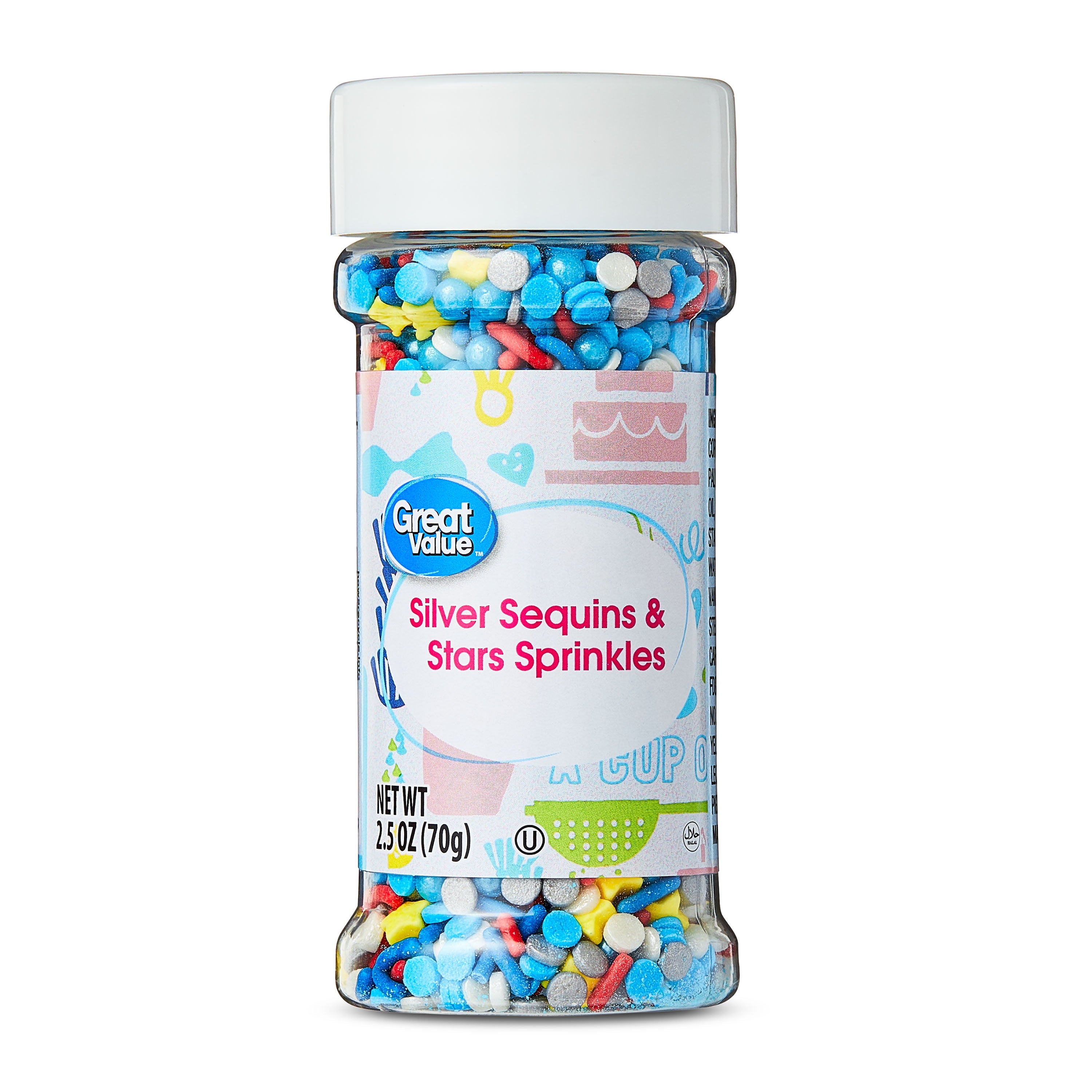Silver Sequins & Stars Sprinkles, 2.5 oz