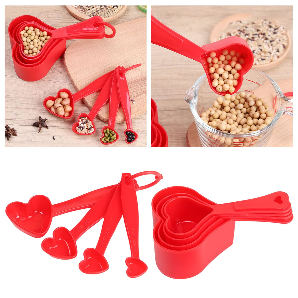 Heart Shaped Measuring Cups Set 8-Piece Kitchen Tools for Liquid and Dry Ingredients Baking Cooking