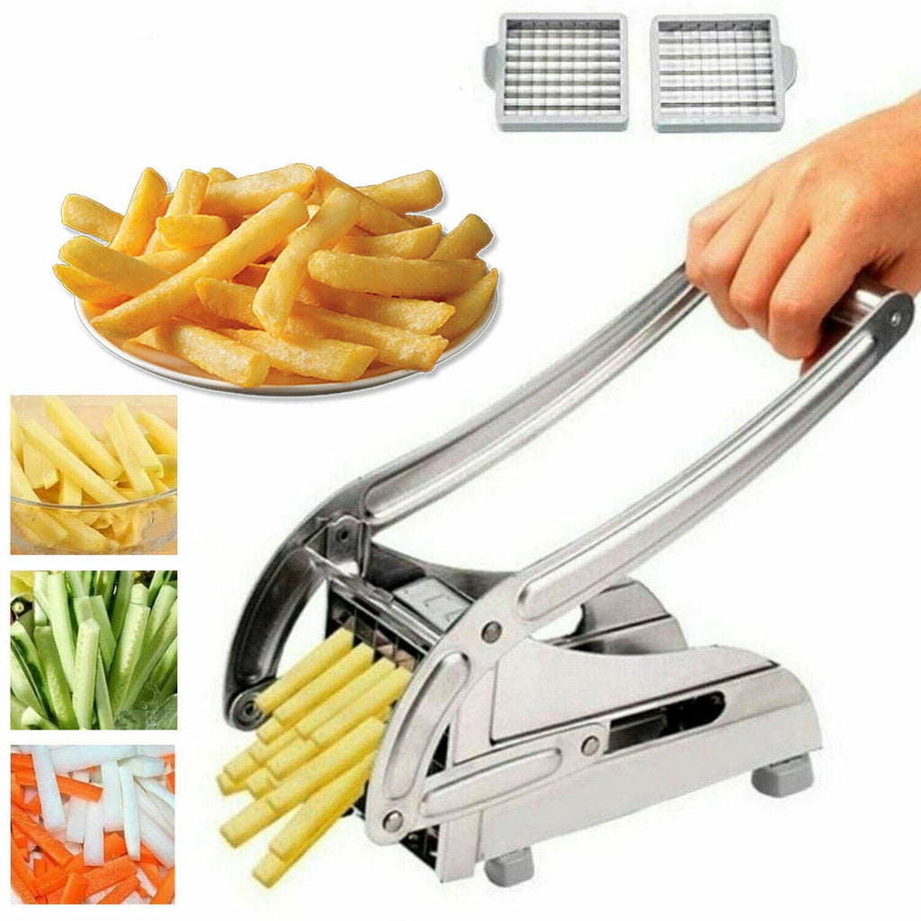 Fry Cutter & Stainless Steel Potato Slicer Machine with 2 Interchangeable Blades Professional Kitchen Vegetable Cutte...