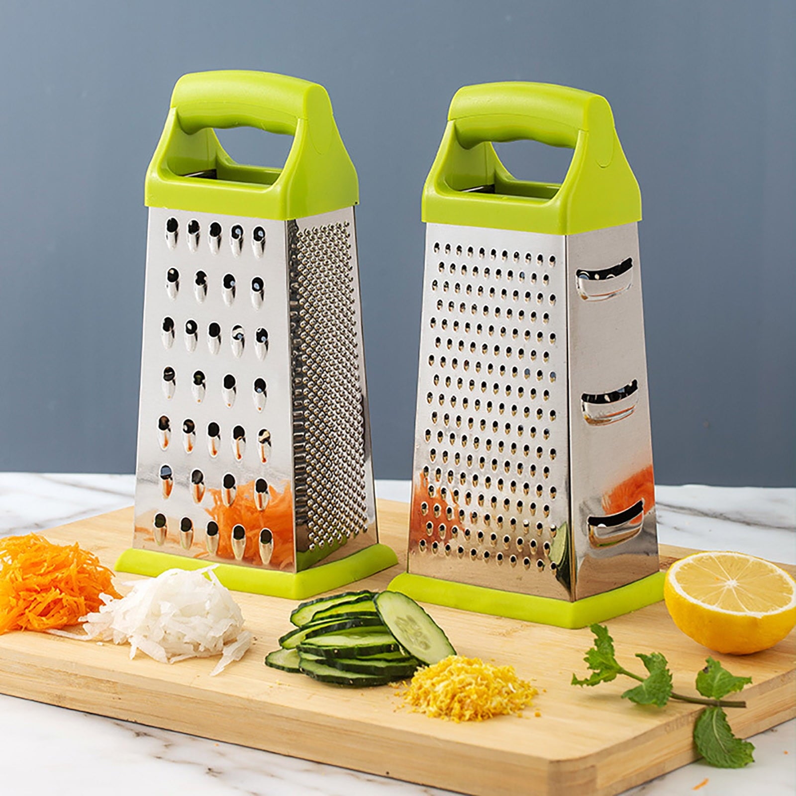 8 Inch Four Sided Vertical Stainless Steel Fruit and Vegetable Shredder Tool, Kitchen Slicer Chopper Grater Cutter fo...