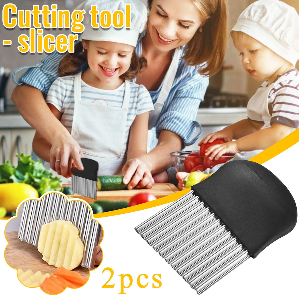 Potato Slicing Knife with Wavy Blade, Stainless Steel Curly Fry Cutter for Potatoes Vegetables Carrots, Manual Handhe...