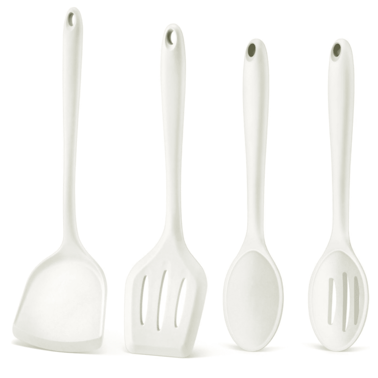Kitchen Utensil Set, 4 Pieces Non-stick Silicone Cooking Utensils, Heat-resistant Slotted Solid Spoon Turner for Fryi...