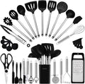 Kitchen Utensil Set-Silicone Cooking Utensils-33 Kitchen Gadgets & Spoons for Nonstick Cookware-Silicone and Stainless Steel Spatula Set-Bes