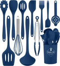 Kitchen Utensils Set-12 Pieces Silicone Cooking Utensils Set (Dishwasher Safe) Heat Resistant Spatula Set, Nonstick C...