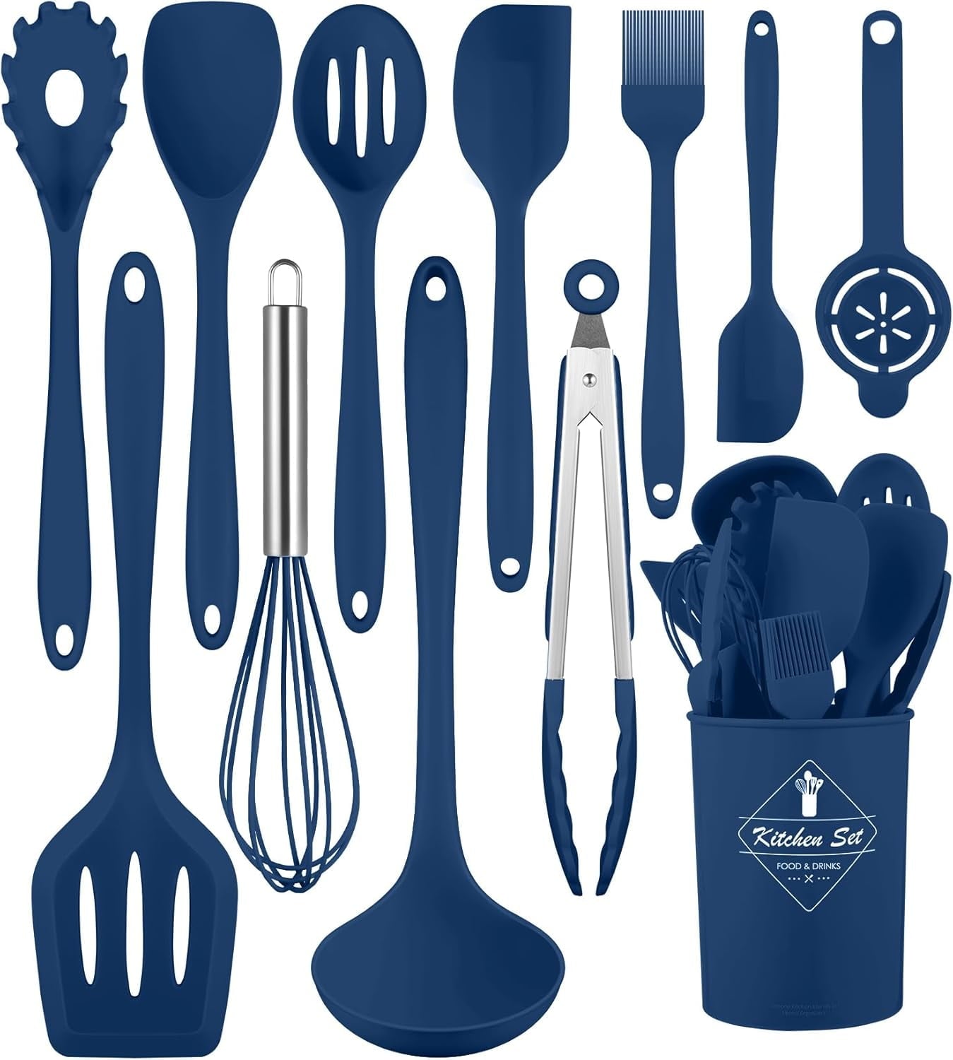 Kitchen Utensils Set-12 Pieces Silicone Cooking Utensils Set (Dishwasher Safe) Heat Resistant Spatula Set, Nonstick C...