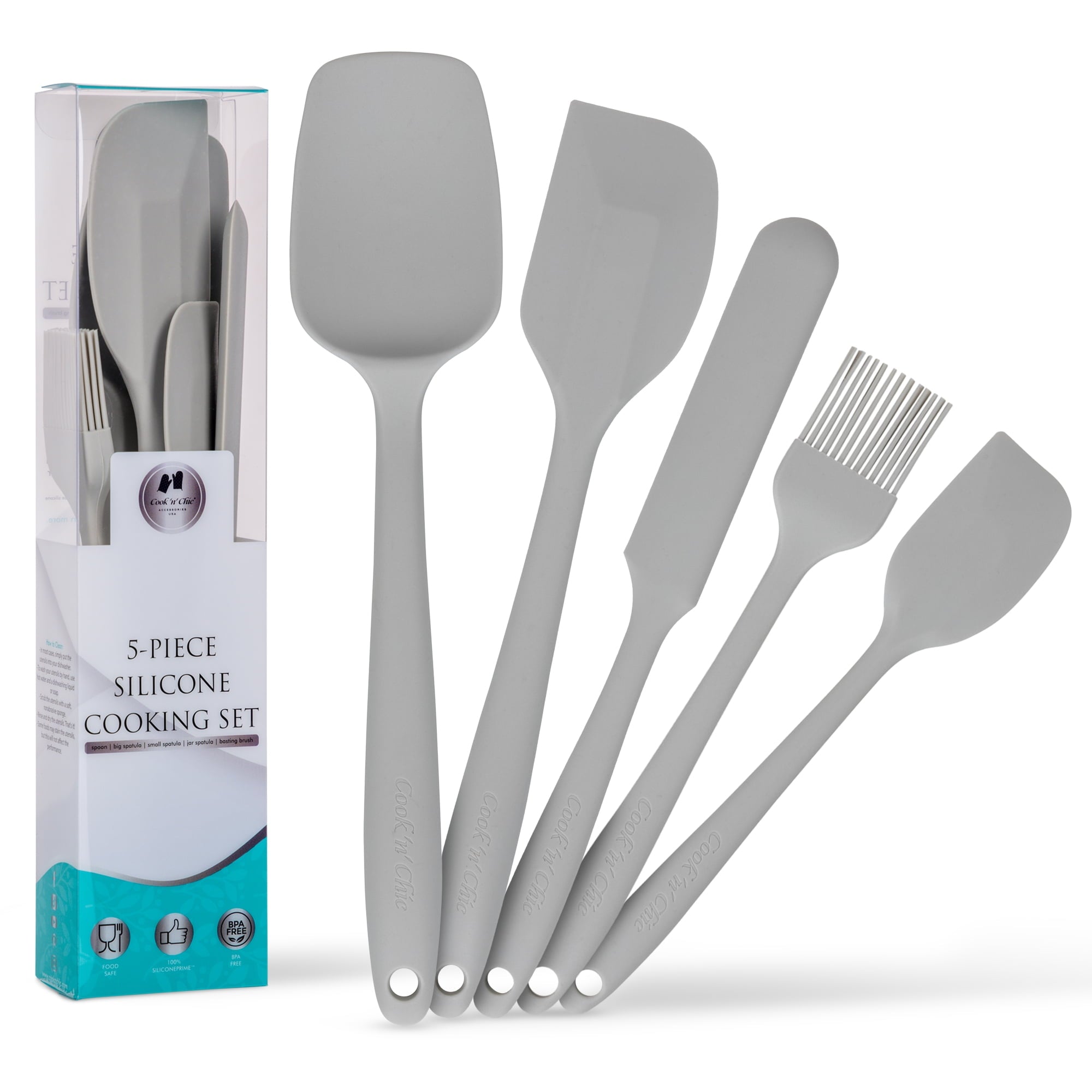 Kitchen Utensils Set | Cooking Set | Platinum Silicone | Durable | Food Safe | Steel Inner Core | Soft Edges | Baking...