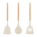 Mouliraty Kitchen Utensils Set Non Stick Silicone Cooking Utensils Set 3 Pcs 12.4 Inch Wooden Handle Heat Resistance ...