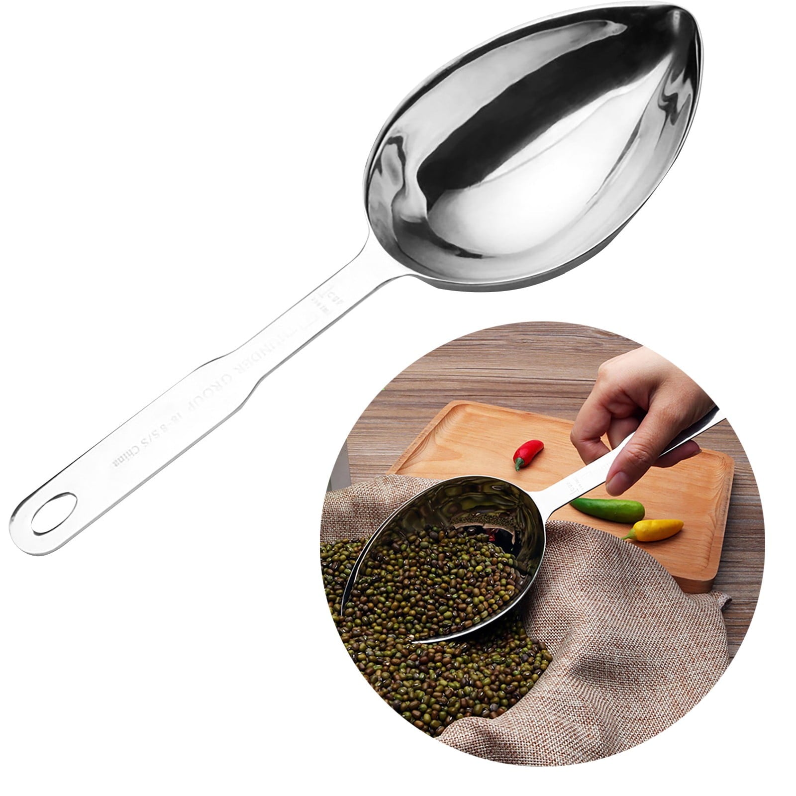 Lssam Stainless Steel Measuring Cups 1 Cup Oval Measuring Scoop Durable Kitchen Tools Dishwasher Safe