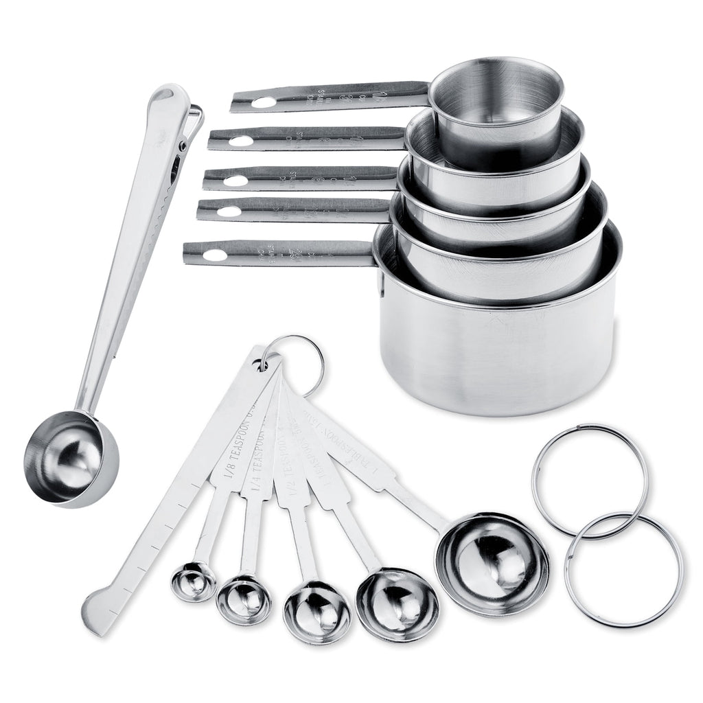 Lumikrypt 12 Pieces Stainless Steel Measuring Cups & Spoons Set, Stackable Nesting Design for Dry Liquid Ingredients, Kitchen Measuring Set