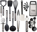 Lux Decor Collection 23 Pieces Cooking Utensils Set, Kitchen Utensils Sets of Nylon and Stainless Steel Utensils Set Pack of 1, Black Utensi