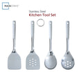 Mainstays Stainless Steel 4-Piece Utensil Set: Includes Slotted Turner, Solid Turner, Spoon, and Slotted Spoon