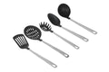 Stainless Steel and Nylon Kitchen and Cooking Utensil Set, Spoon, Spatula, Ladle, Pasta Spoon and Skimmer Assorted Co...
