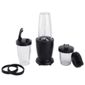 10-Piece Blender Set, Black, 300W, with 3 Jars (10oz, 16oz, 18oz), 2 Drinking Lids, Stainless Steel Blade