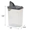 3.5 QT Plastic Food Dispenser, Clear with Gray Lid (1 Each) 7.5" L x 3.75" W x 9.25" H, Designed to Help with Kitchen...