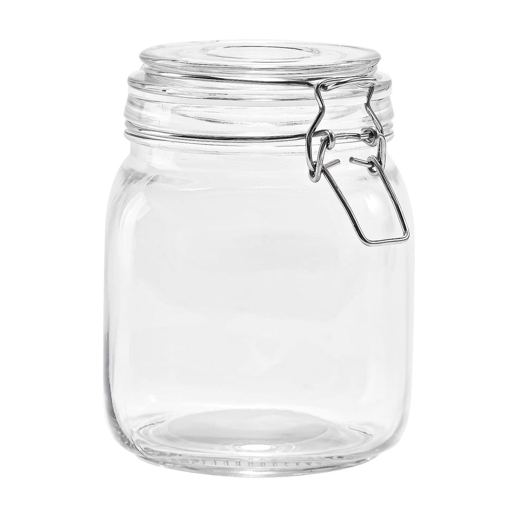 Mainstays 38 oz Glass Food Storage Jar Canister with Locking Airtight Lid, Kitchen Pantry Storage Container