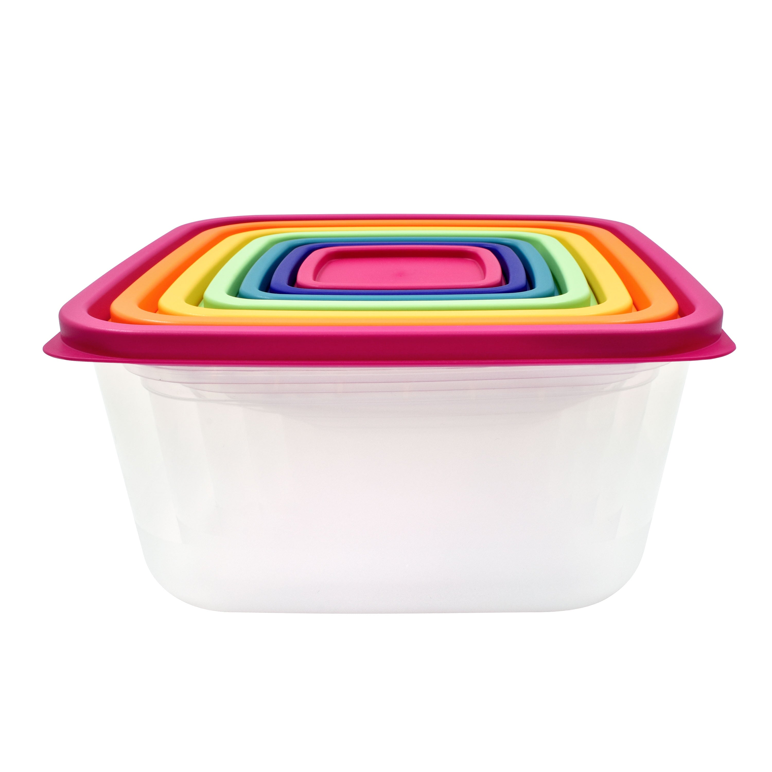 Plastic Rainbow Food Storage Set, Multi Color, 14 Count, Best Used for Leftover Storage and Reheating