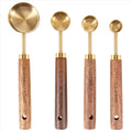 Set Wood Handle Stainless Steel Scoop Baking Tool Kit Kitchen Accessories 1