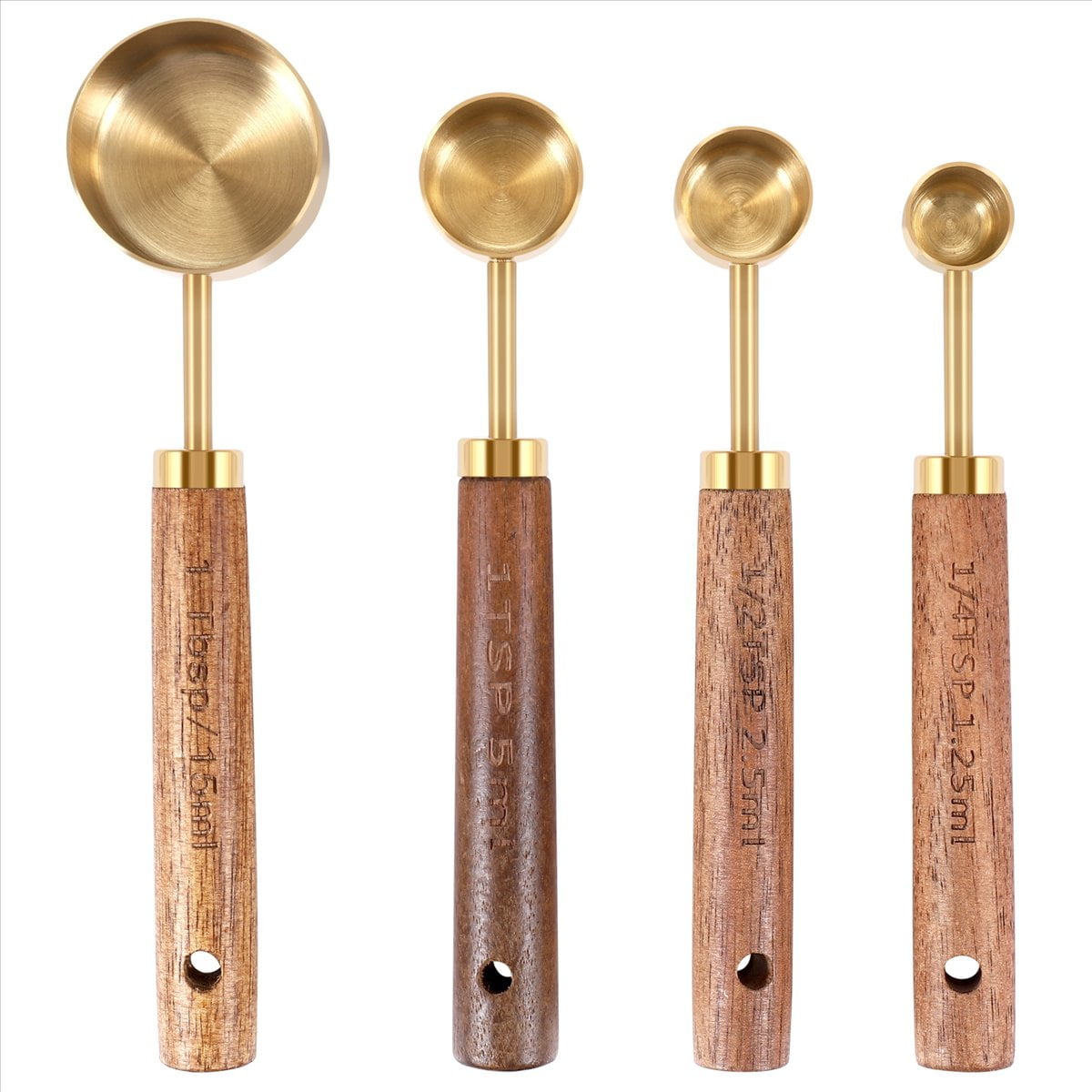 Set Wood Handle Stainless Steel Scoop Baking Tool Kit Kitchen Accessories 1