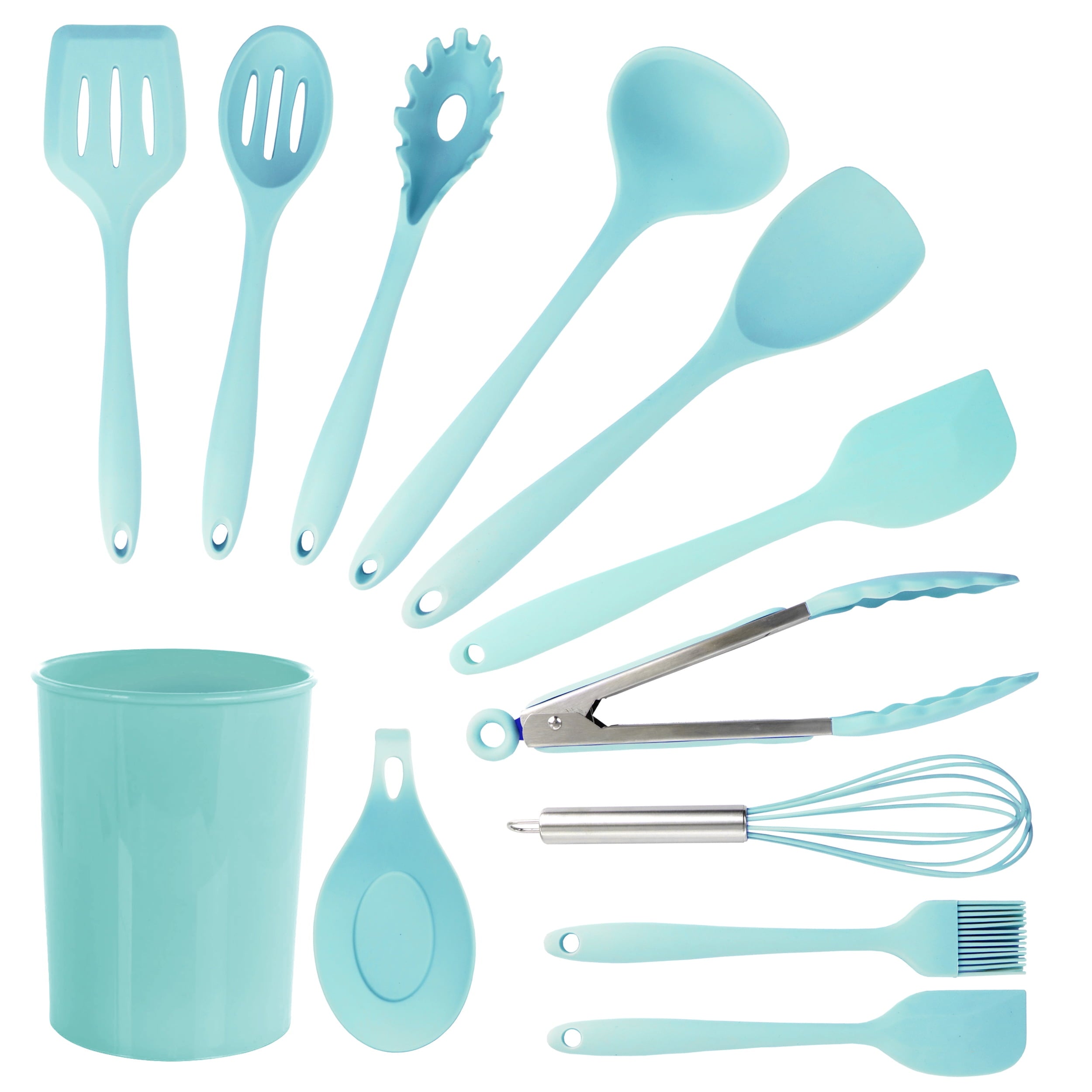 Light Teal 12 Piece Silicone Cooking Utensils