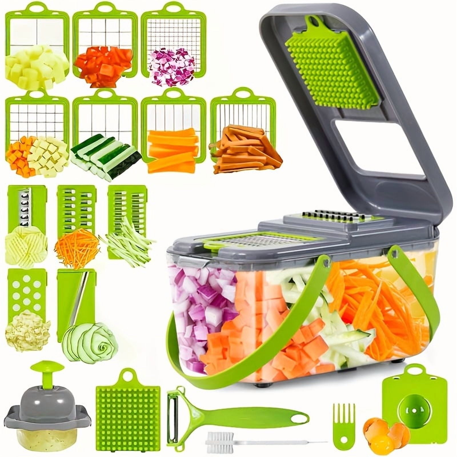 Multifunctional Vegetable Chopper Dicer Slicer Shredder Grater Peeler, Multi-Blade Kitchen Cutter for Onion Potato Fruit