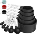 Stainless Steel and Food Safe Plastic Stackable Dishwasher Safe Measuring Cups With 5 Measuring Spoons