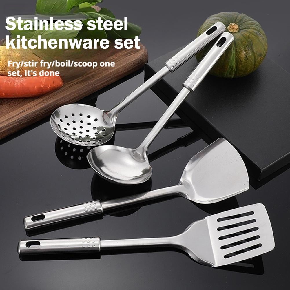 Multi-Purpose Kitchen Utensil Set, 5 Stainless Steel Tools for Stirring and Flipping, Ideal for Home Cooks and Chefs