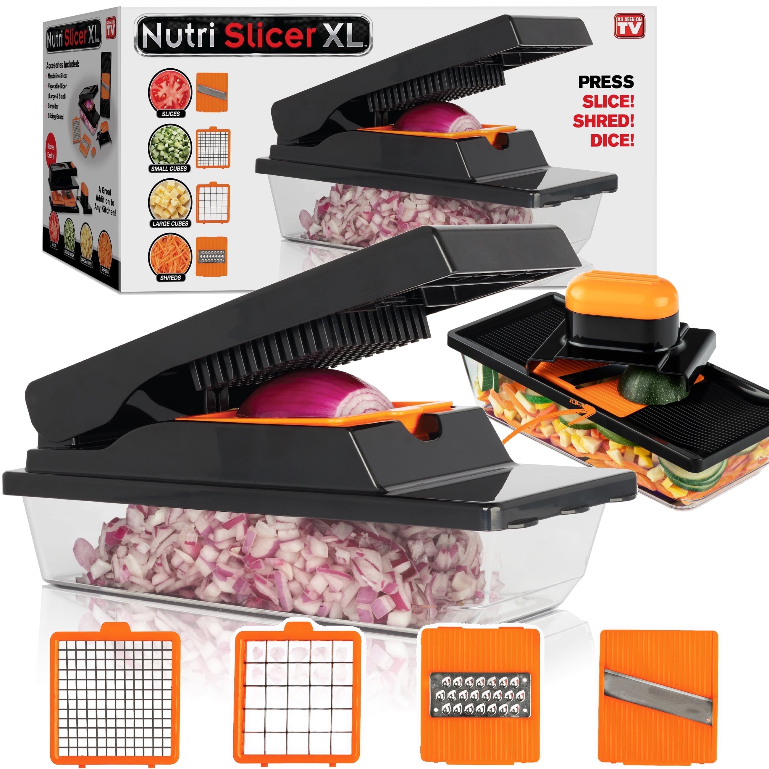 Madoline Slicer Vegetable Chopper Cheese Grater Kitchen Food Dicer Veggie Potato Cutter 4 Blades Black