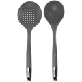 Ridgecrest 2 Piece Silicone Kitchen Tool Skimmer and Ladle Set in Gray