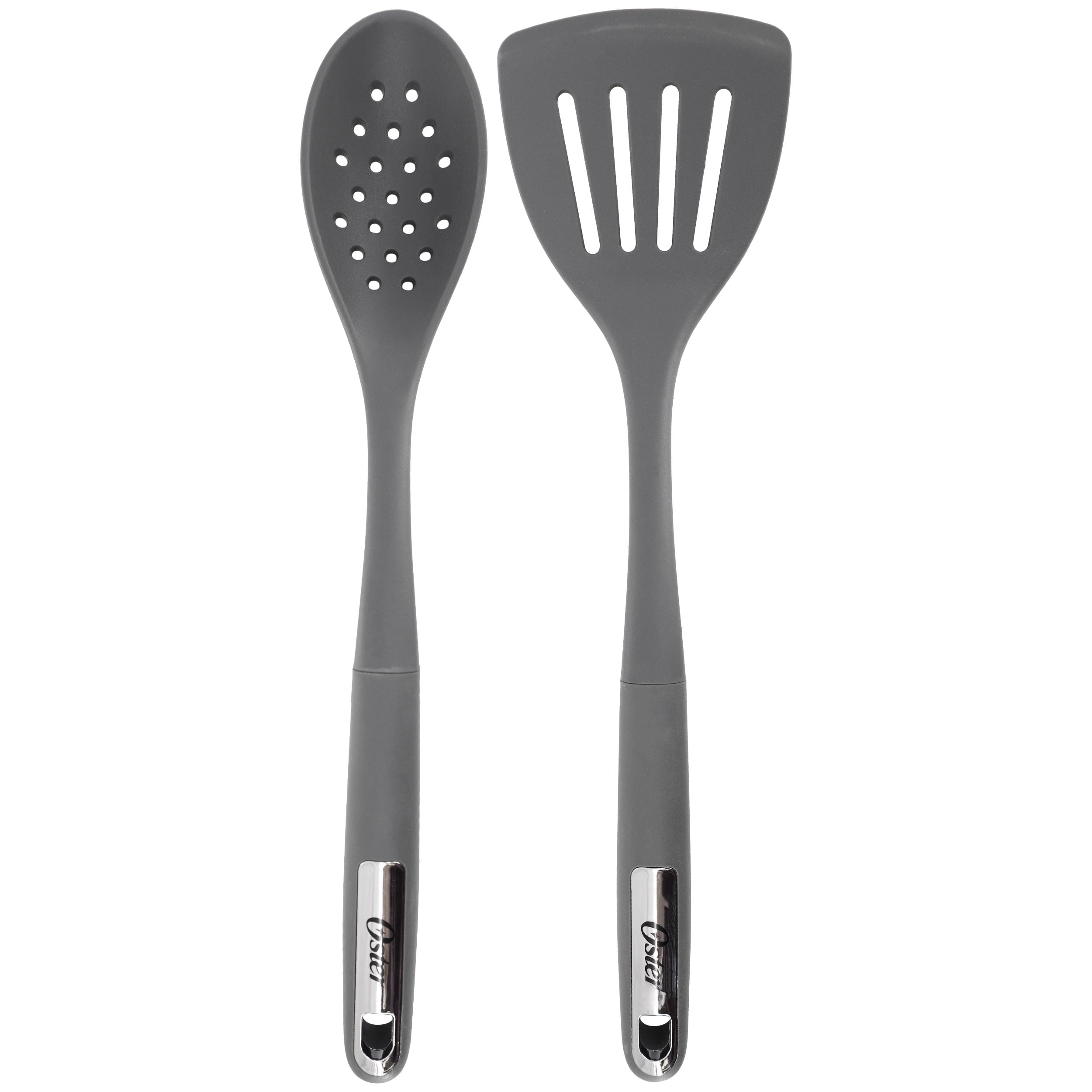 Ridgecrest 2 Piece Silicone Kitchen Tool Slotted Spoon and Turner Set in Gray